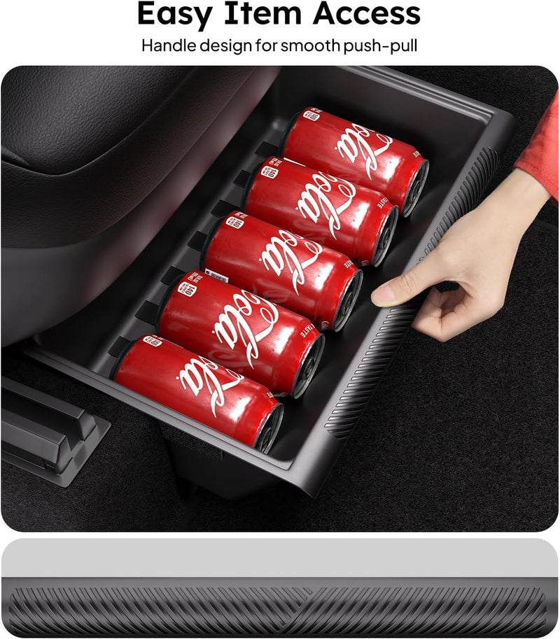 Wigoo Upgraded Tesla Model Y Accessories Under Seat Storage Box Organizer [Expand Storage&Firm Installation] Underseat Storage Tray with Lid for Model Y 2019~2025 (2PCS) (Not Fit New Model Y) - Image 5